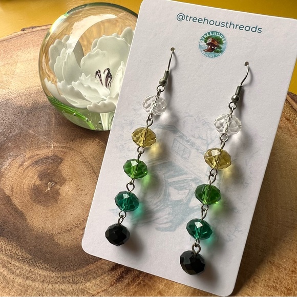 Glass Multicolor Crystal Beaded Dangle Drop Earrings - Picture 1 of 4